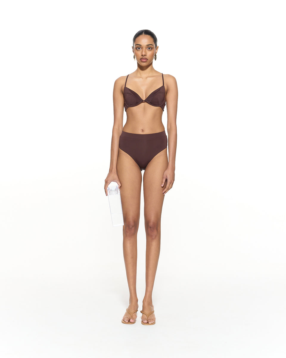 The Jardin // Chocolate | Brown Underwire Bra Bikini Top | Myra