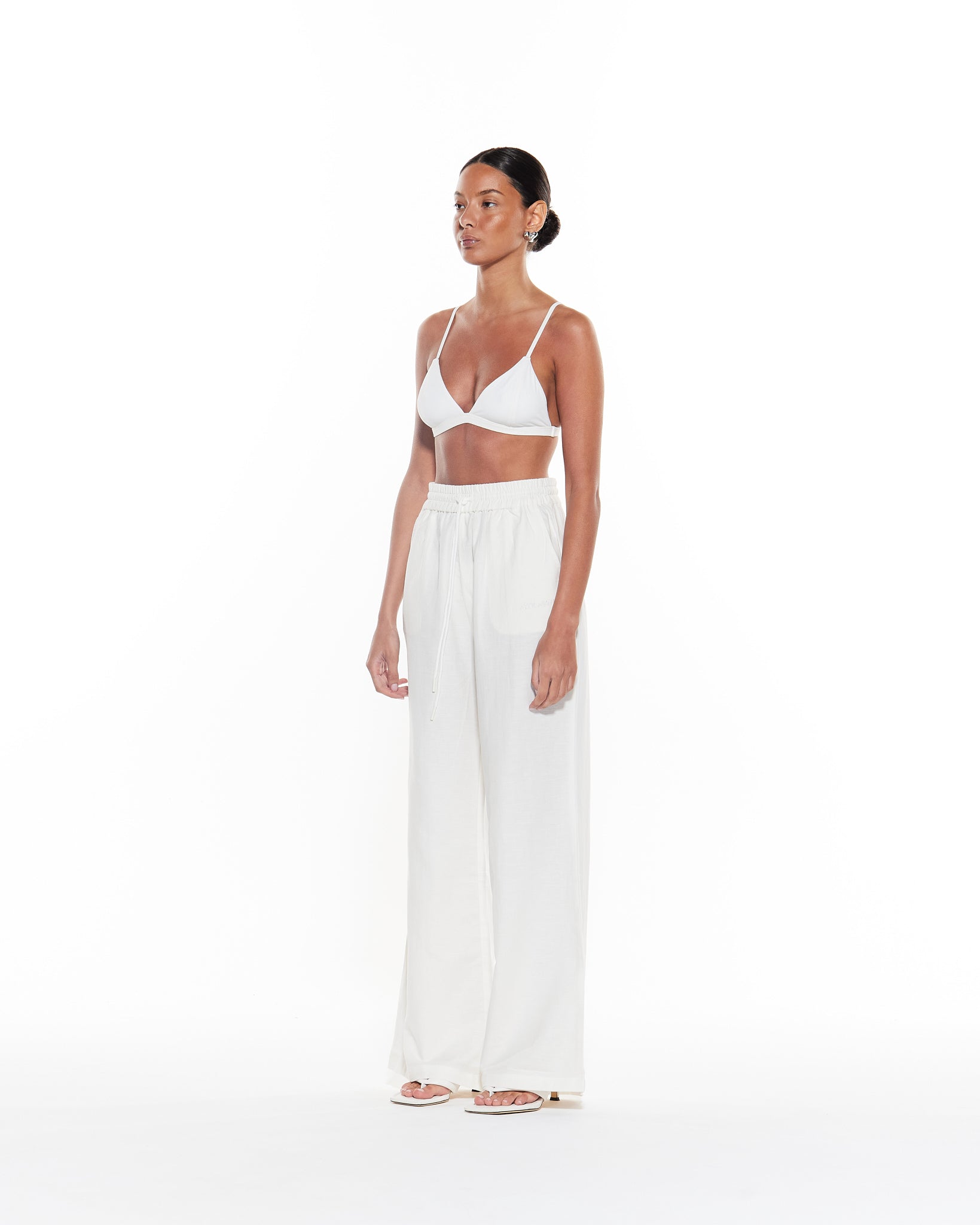 The Dalton // Vanilla | Drawstring White Linen Pant | Myra Swim