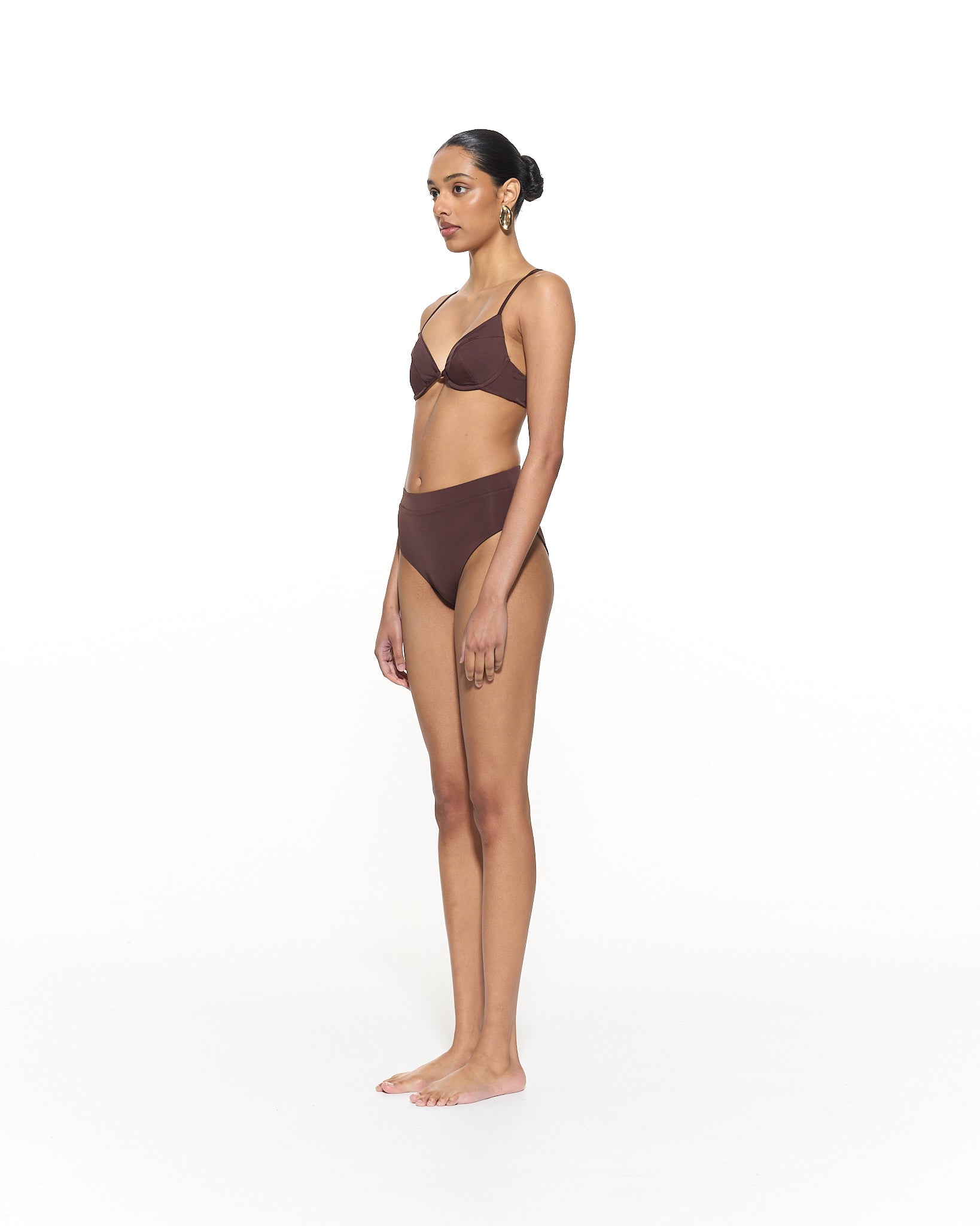 swim-02471 バイカラー バックオープン ワンピース 水着 ブラウン | L