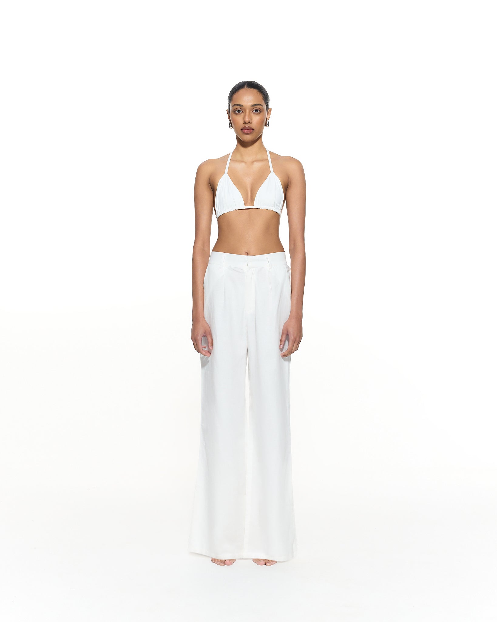 The Sienna // Vanilla | Wide Leg White Linen Pant | Myra Swim