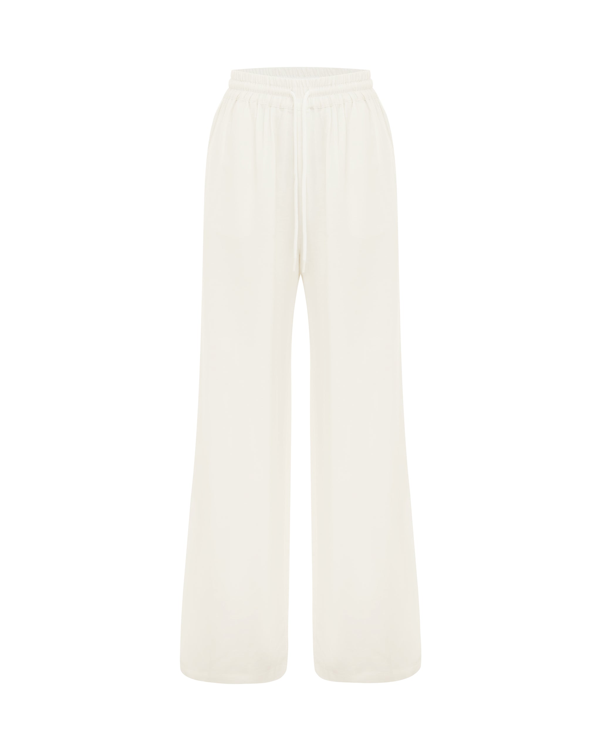 The Dalton // Vanilla | Drawstring White Linen Pant | Myra Swim