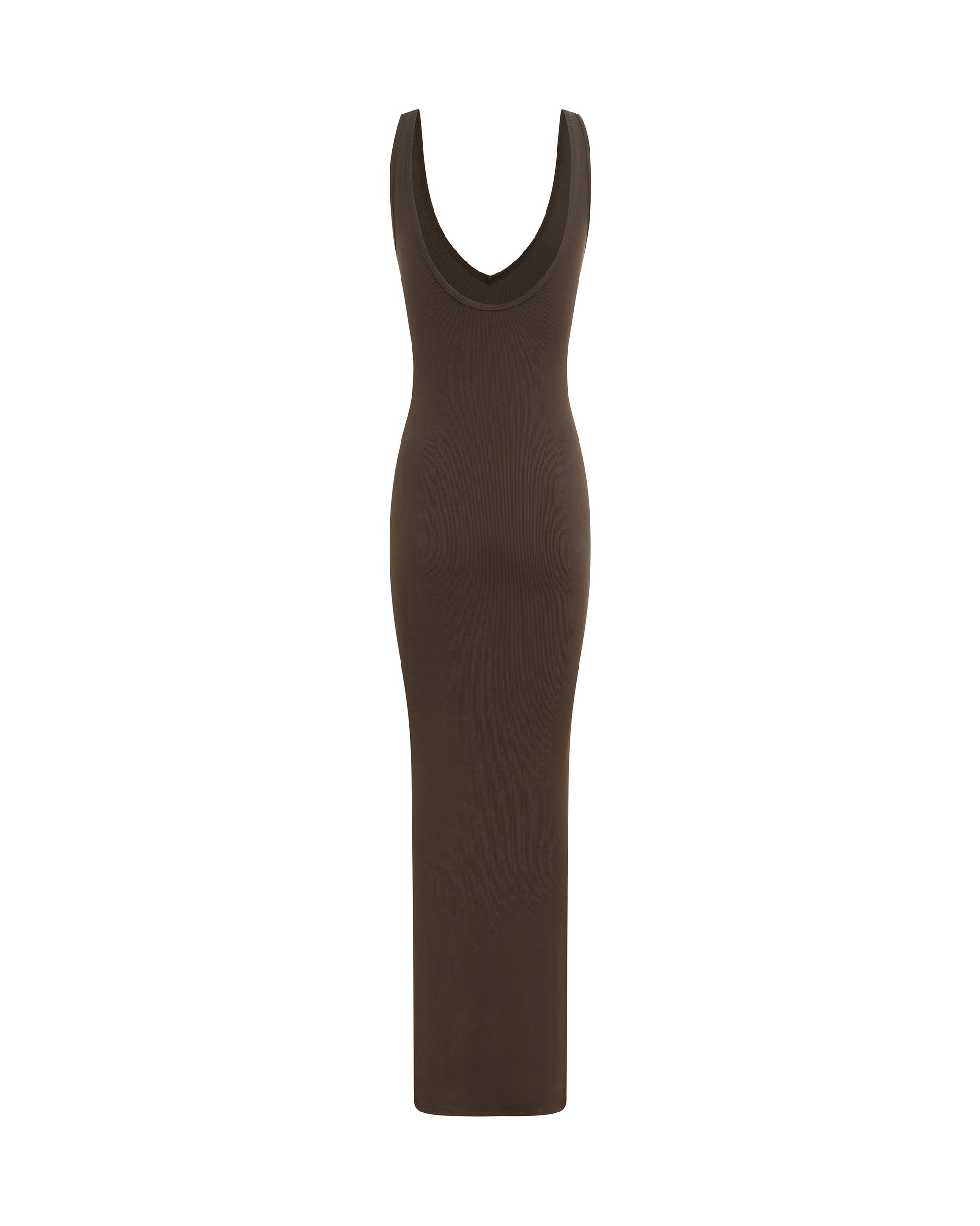 Telv // Chocolate Brown V Neck Maxi Dress | Soft Lounge | Myra
