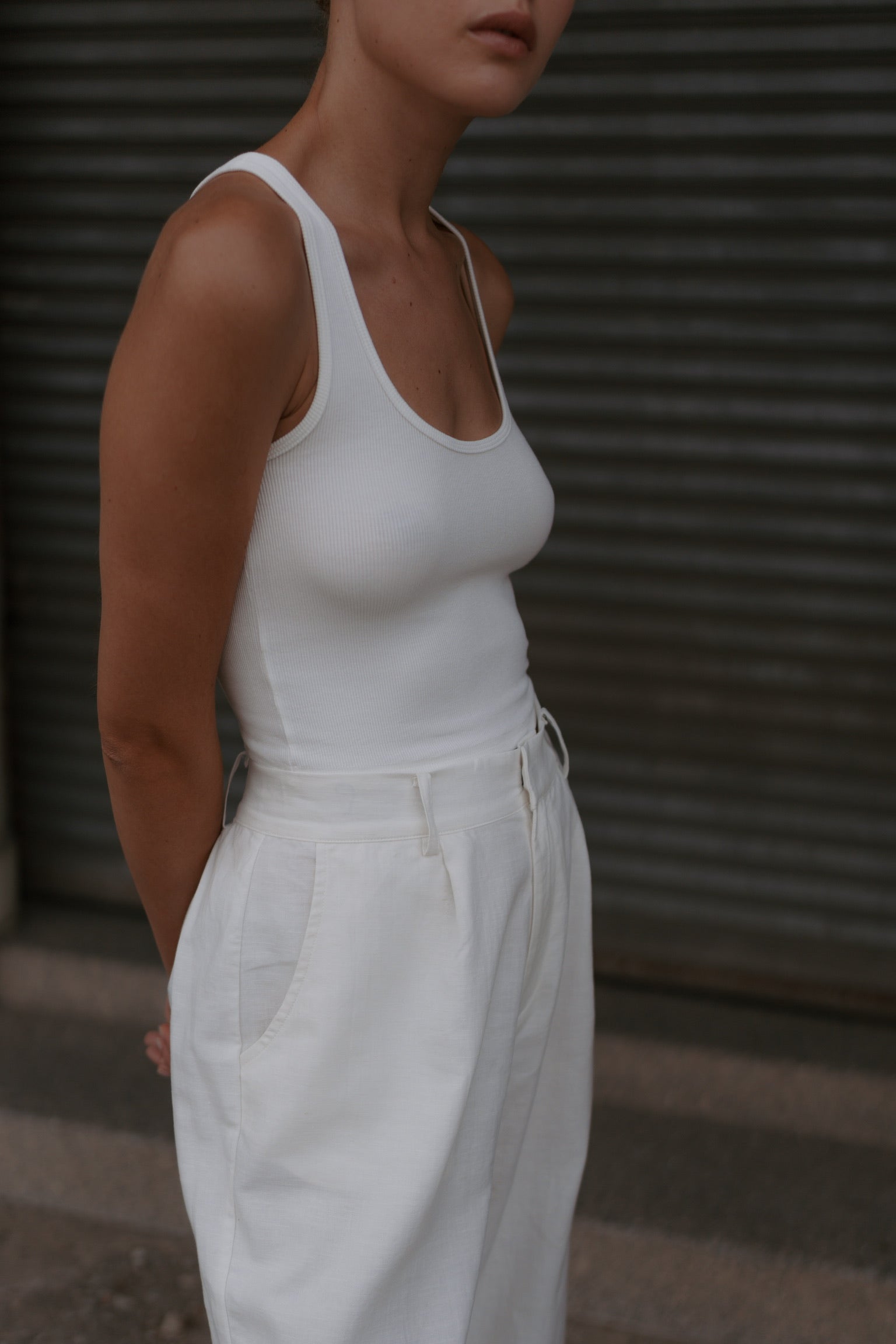 The Jace // White Basic Tank Top | Stretch Rib Tank | Myra Swim