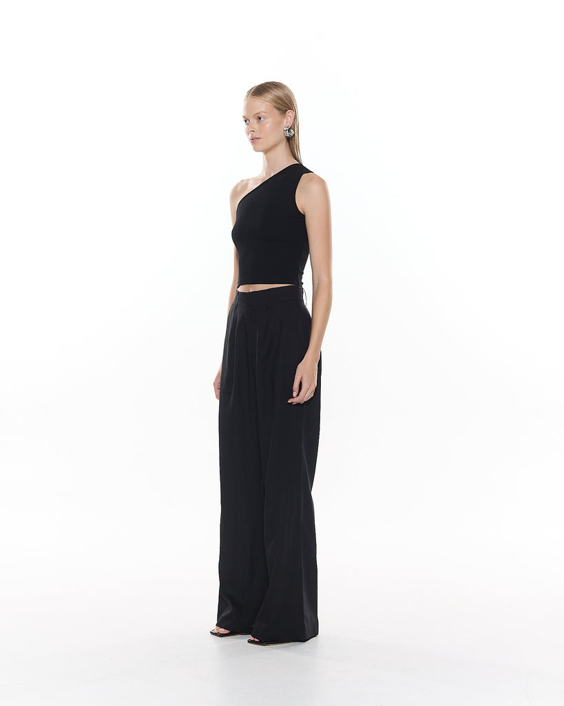 The Rae // Black | Black One-Shoulder Tank Top | Myra Swim – MYRASWIM