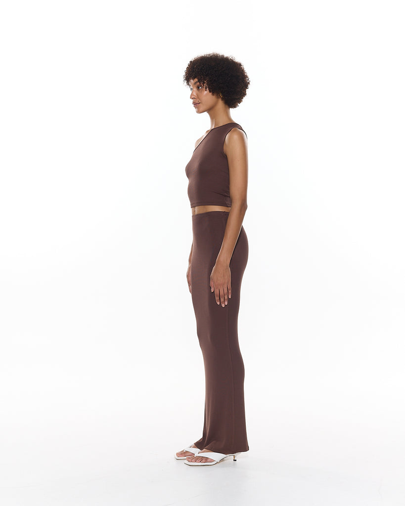 The Rae // Chocolate | Brown One-Shoulder Tank Top | Myra Swim – MYRASWIM