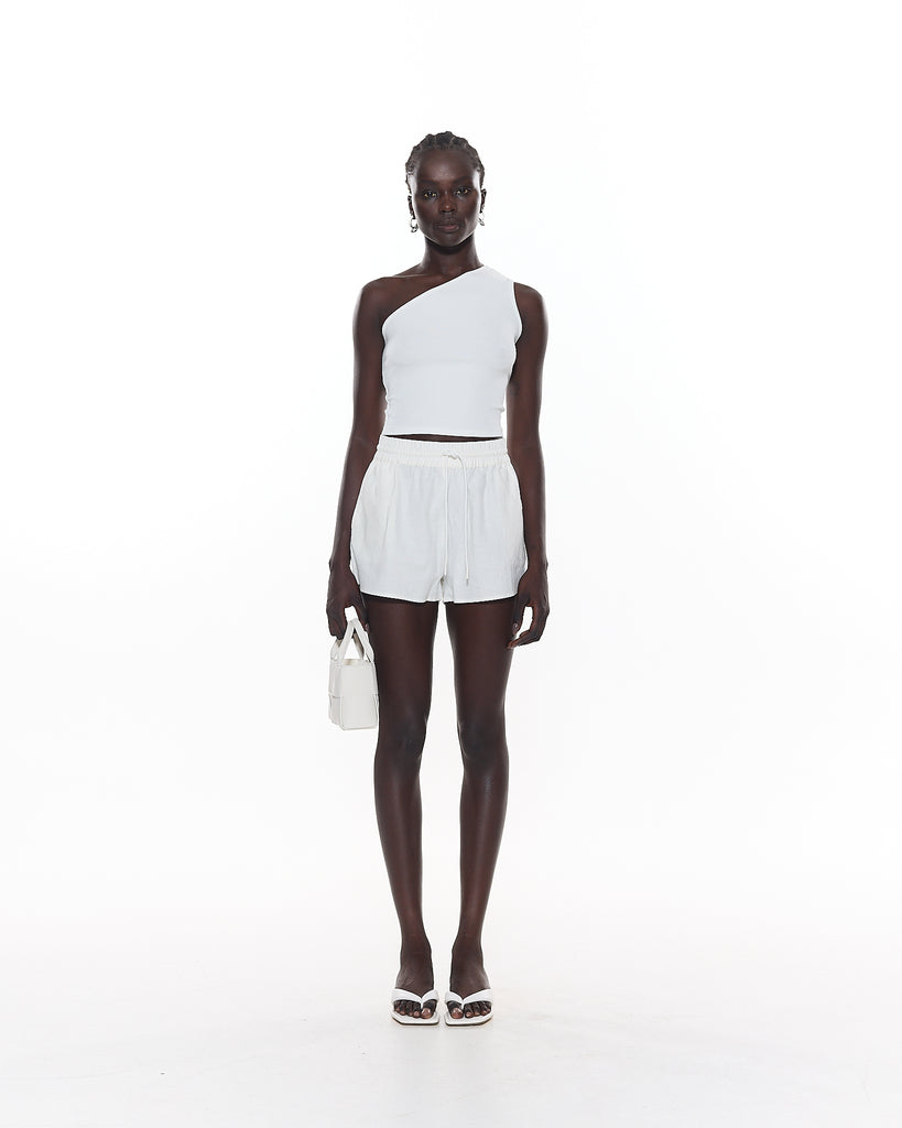 The Rae // Vanilla | White One-Shoulder Tank Top | Myra Swim – MYRASWIM