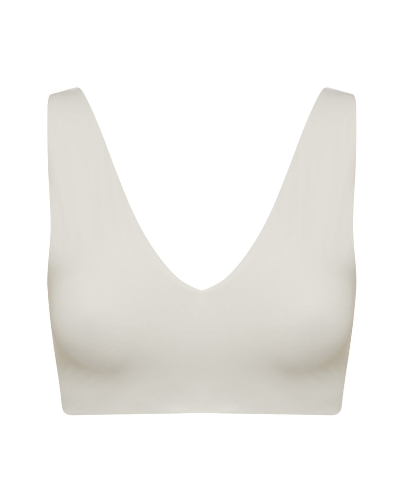 White Crop Medium Coverage Bikini Top | Myra Swim